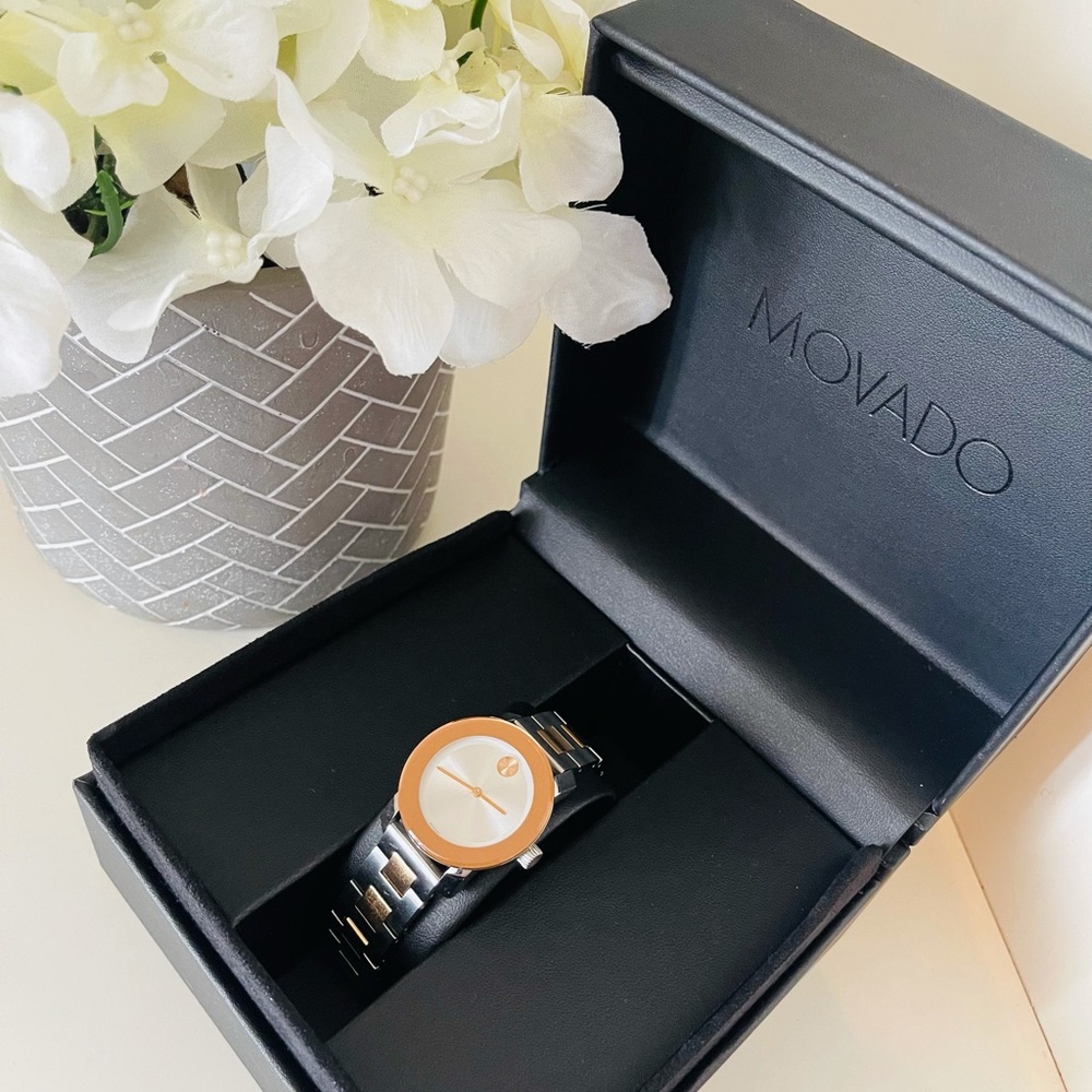 movado bold two tone women's watch. Silver-Rose Gold - One Size - Women🤍